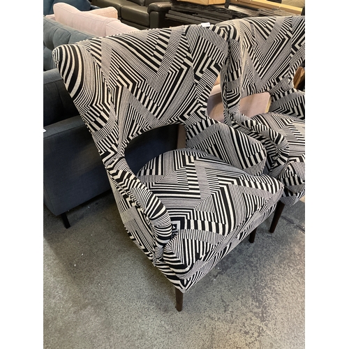 1998 - A black and white patterned fabric upholstered side chair