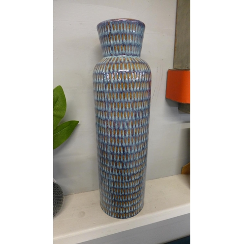 1303 - A large handcrafted fluted vase H43cms (2061013)   *