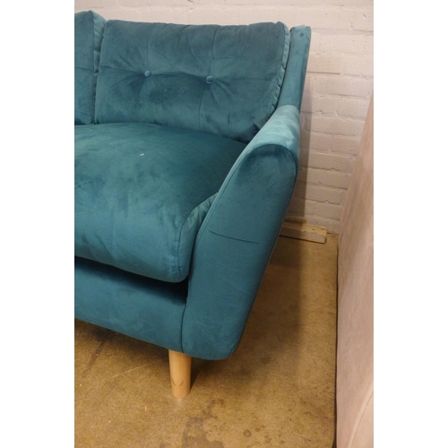 1310 - A turquoise velvet upholstered LHF corner sofa