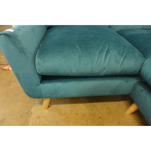 1310 - A turquoise velvet upholstered LHF corner sofa