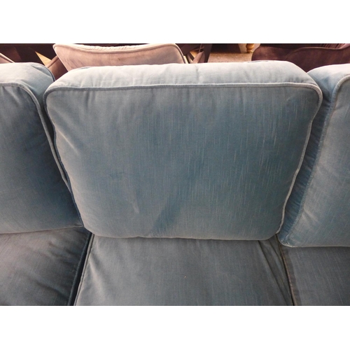 1355 - A Battersea azure vintage velvet square armed L shaped sofa, RRP £3050 * this lot is subject to VAT