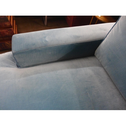 1355 - A Battersea azure vintage velvet square armed L shaped sofa, RRP £3050 * this lot is subject to VAT