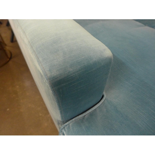 1355 - A Battersea azure vintage velvet square armed L shaped sofa, RRP £3050 * this lot is subject to VAT