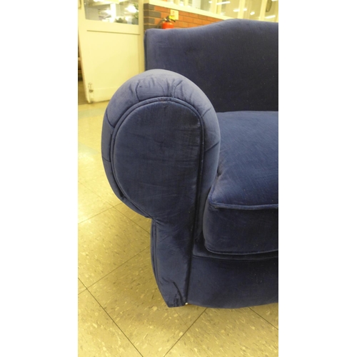 1368 - An Old Lace deep blue velvet upholstered two seater sofa, RRP £1900 * this lot is subject to VAT