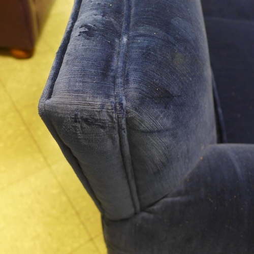 1368 - An Old Lace deep blue velvet upholstered two seater sofa, RRP £1900 * this lot is subject to VAT