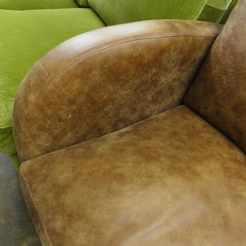 1370 - A Camden Art Deco inspred mocha leather two seater sofa, RRP £2265 * this lot is subject to VAT