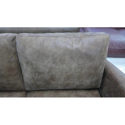 1370 - A Camden Art Deco inspred mocha leather two seater sofa, RRP £2265 * this lot is subject to VAT