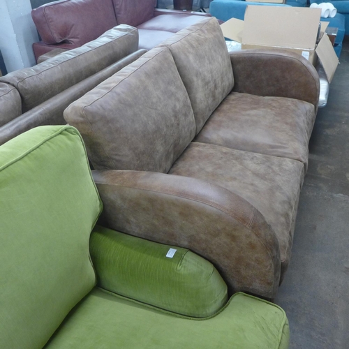 1370 - A Camden Art Deco inspred mocha leather two seater sofa, RRP £2265 * this lot is subject to VAT