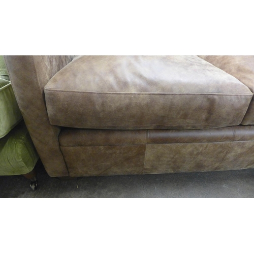 1370 - A Camden Art Deco inspred mocha leather two seater sofa, RRP £2265 * this lot is subject to VAT