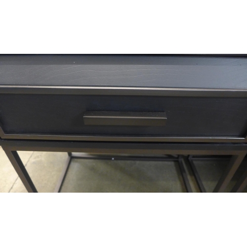 1305 - A pair of black lamp/ bedside tables