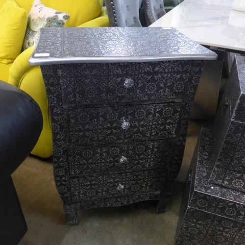 1349 - A metal patterned chest of four drawers