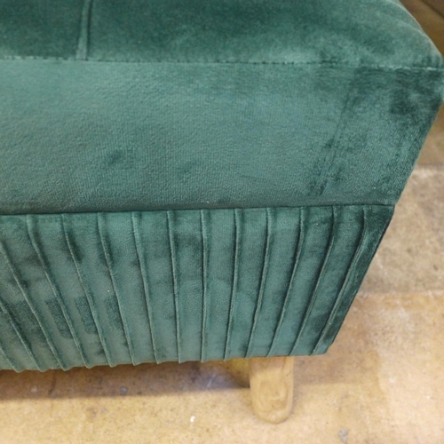 1376 - A green velvet upholstered storage stool