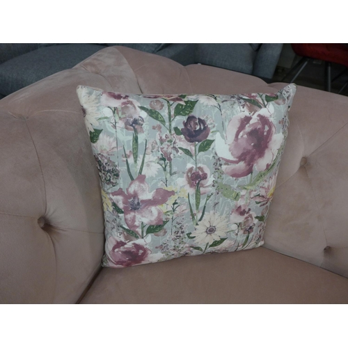 1384 - An Abbey cherry blossom velvet upholstered snuggler chair - RRP £610