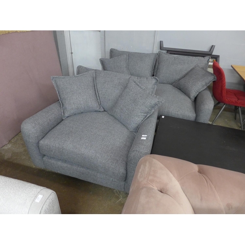 1388 - A mid grey textured weave upholstered 2.5 seater sofa and oversized armchair