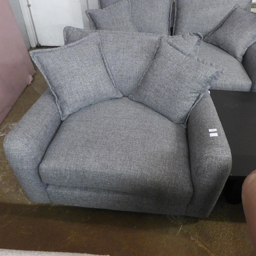 1388 - A mid grey textured weave upholstered 2.5 seater sofa and oversized armchair