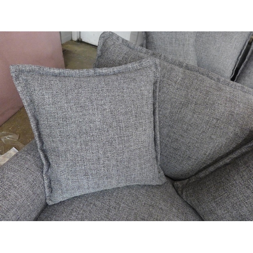 1388 - A mid grey textured weave upholstered 2.5 seater sofa and oversized armchair