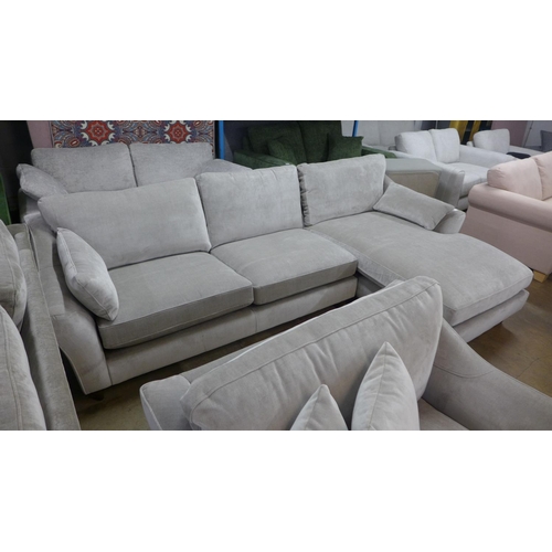 1392 - A Luna mist velvet upholstered, right hand facing corner sofa/chaise - RRP £2,626