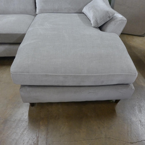 1392 - A Luna mist velvet upholstered, right hand facing corner sofa/chaise - RRP £2,626