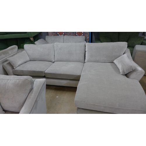 1392 - A Luna mist velvet upholstered, right hand facing corner sofa/chaise - RRP £2,626