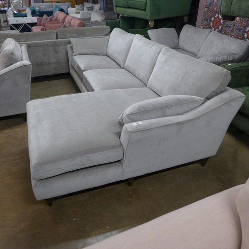 1392 - A Luna mist velvet upholstered, right hand facing corner sofa/chaise - RRP £2,626