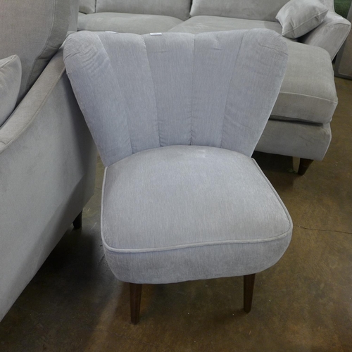 1395 - A Sophia pleated silver velvet upholstered shell back side chair - RRP £210