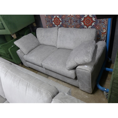 1396 - A silver textured velvet upholstered 2.5 seater sofa