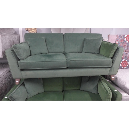 1398 - A Barker & Stonehouse, Rene forest green velvet upholstered three seater sofa - RRP £1499