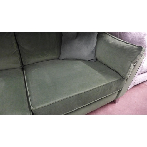 1399 - A Barker & Stonehouse, Rene forest green velvet upholstered three seater sofa - RRP £1499