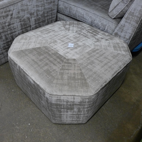 1406 - A Rene Dolce silver velvet octagonal footstool/coffee table