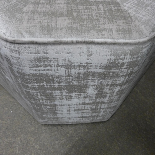 1406 - A Rene Dolce silver velvet octagonal footstool/coffee table