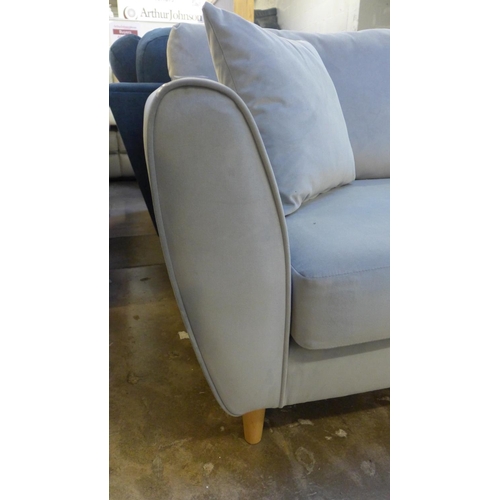 1412 - A grey velvet upholstered 2.5 seater sofa