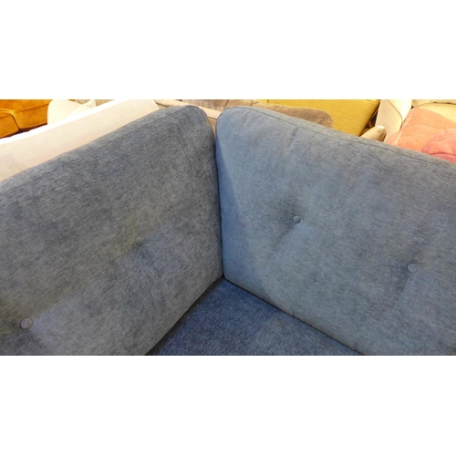 1416 - A navy textured velvet upholstered button back, left hand facing corner sofa