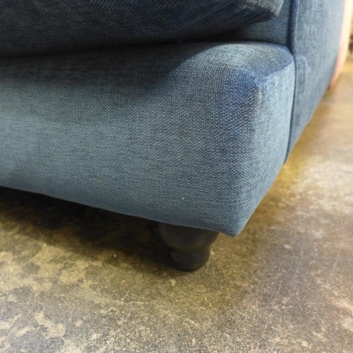 1416 - A navy textured velvet upholstered button back, left hand facing corner sofa