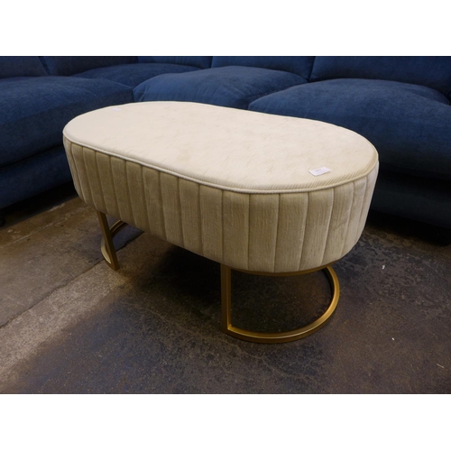 1417 - An ivory velvet upholstered footstool with gold legs