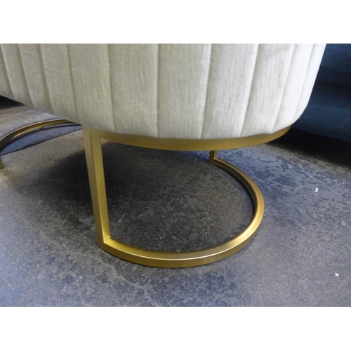 1417 - An ivory velvet upholstered footstool with gold legs