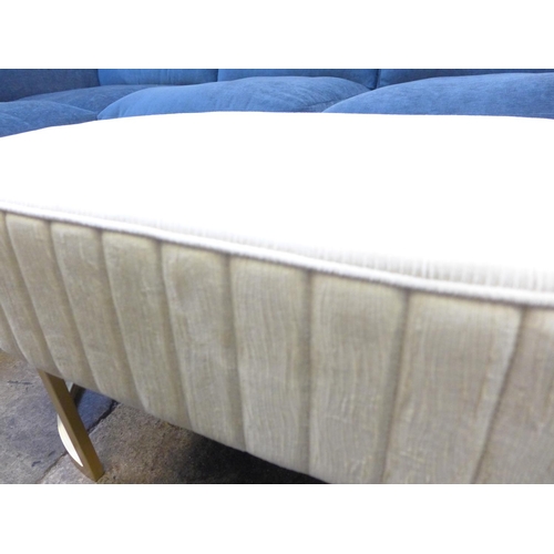 1417 - An ivory velvet upholstered footstool with gold legs