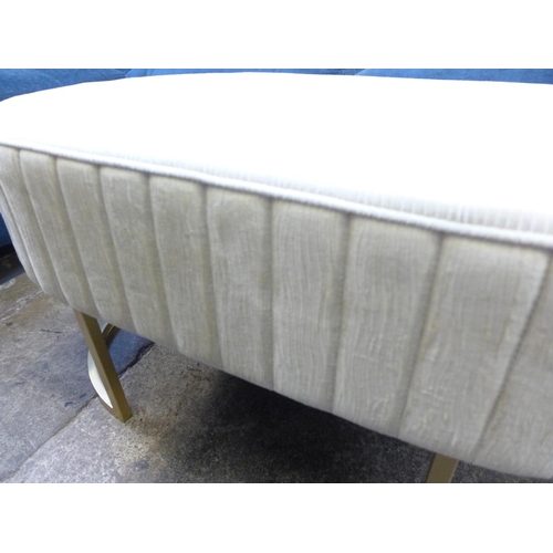 1417 - An ivory velvet upholstered footstool with gold legs