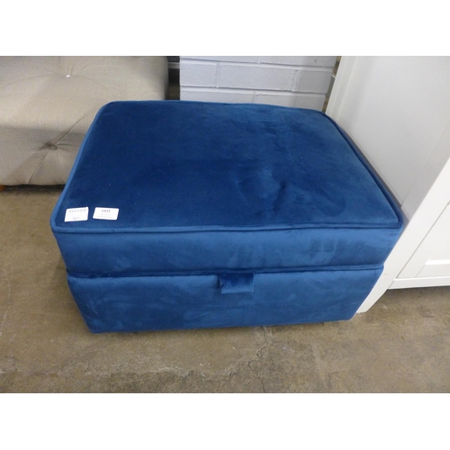 1433 - A Hoxton blue velvet ottoman footstool