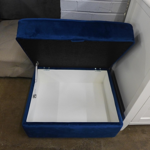 1433 - A Hoxton blue velvet ottoman footstool