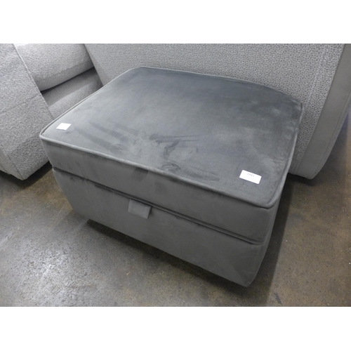 1443 - A Hoxton grey velvet ottoman footstool