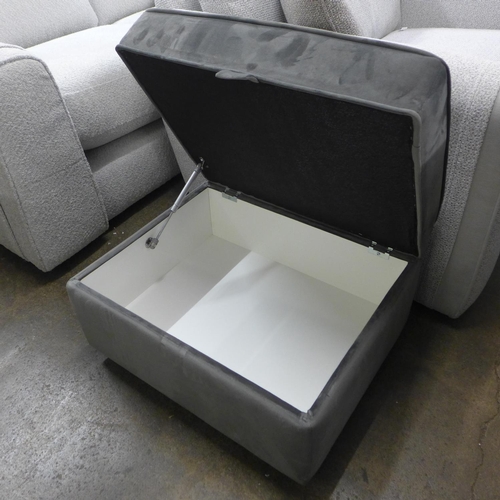 1443 - A Hoxton grey velvet ottoman footstool