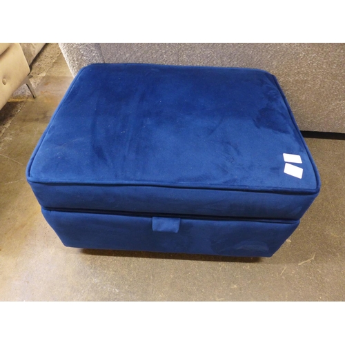 1449 - A Hoxton blue velvet ottoman footstool