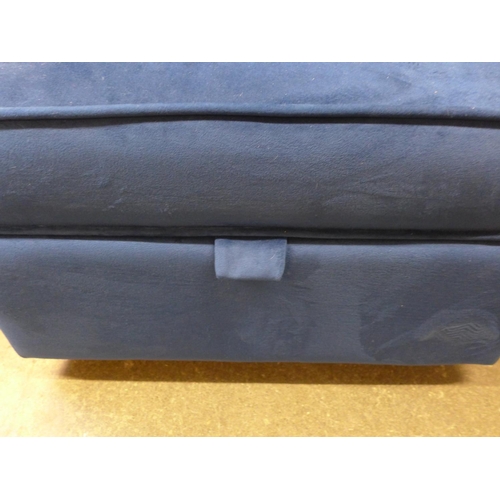 1449 - A Hoxton blue velvet ottoman footstool