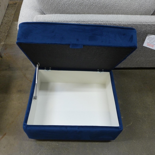 1449 - A Hoxton blue velvet ottoman footstool