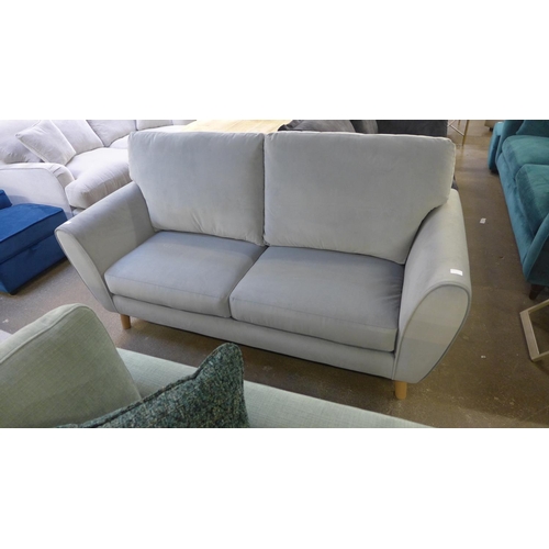 1455 - A grey velvet upholstered 2.5 seater sofa