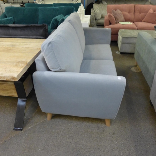 1455 - A grey velvet upholstered 2.5 seater sofa