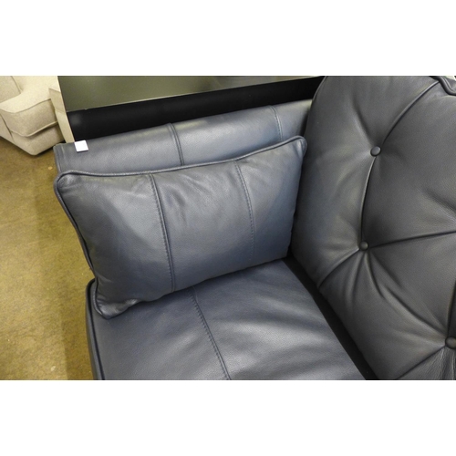 1475 - A Hoxton dark blue leather three seater sofa