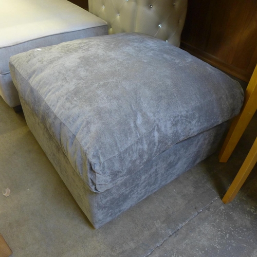 1476 - A grey velvet upholstered cushion topped footstool