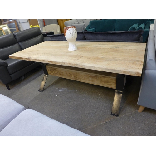 1479 - A large washed hardwood industrial style dining table