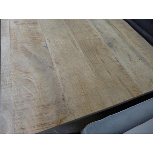 1479 - A large washed hardwood industrial style dining table